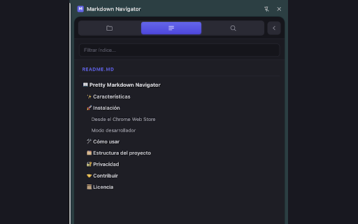 Pretty Markdown Navigator :: Browse local folders and read your Markdown files with a beautiful viewer, automatic outline and in-document search. 100% local.