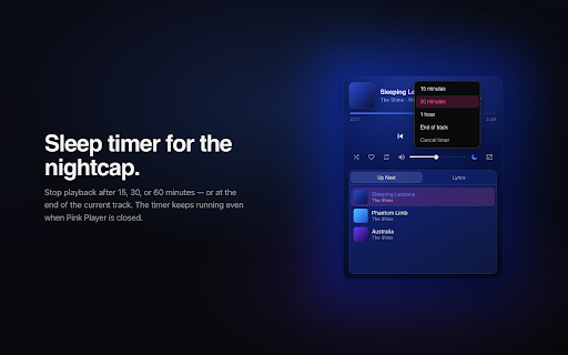 Pink Player — Mini for YouTube Music :: Beautiful mini player for YouTube Music. Adaptive color, synced lyrics, queue, sleep timer, keyboard shortcuts.