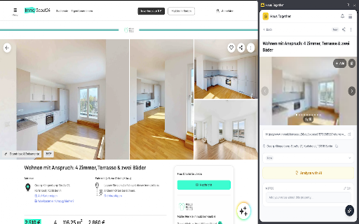 Haus Together :: Save properties from ImmoScout24, ImmoWelt and eBay Kleinanzeigen to your Haus Together pool.