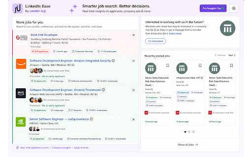 LinkedIn Ease :: Universal LinkedIn job enhancer: Industry, Company Size, Applicant counts, and Posting time across all LinkedIn pages.