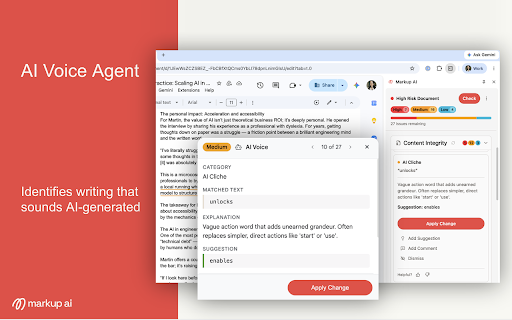 Markup AI :: Markup AI keeps your content clear, on-brand, and compliant — right inside Google Docs.