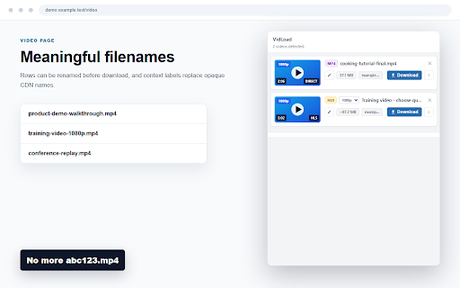 VidLoad :: Save HTML5 and HLS videos from any webpage to your computer.