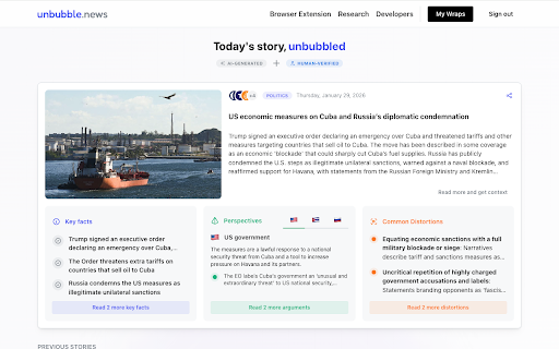 Unbubble News :: Fact-check and analyze any article with AI-powered context
