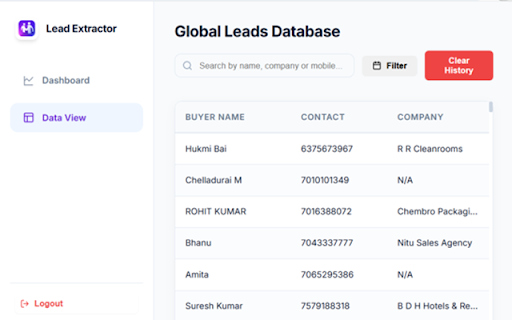 IndiaMART Lead Extractor – Export & Manage Leads Easily :: Extract IndiaMART leads in one click, export to Excel, avoid duplicates, store securely, and access anytime easily