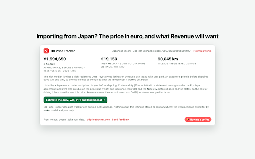 DD Price Tracker – DoneDeal Price History :: Car price history on DoneDeal, Used Cars NI and Auto Trader: every price drop, how long an ad has really been up, import costs.
