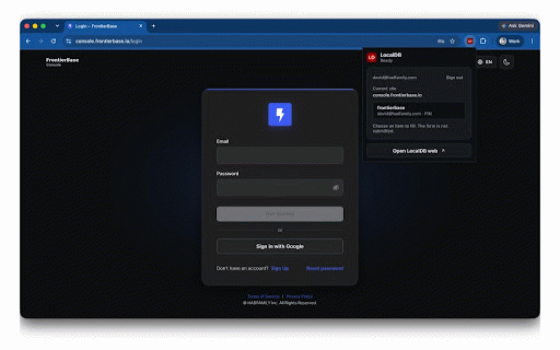 LocalDB :: Fill saved email/ID and password on the current site from LocalDB.