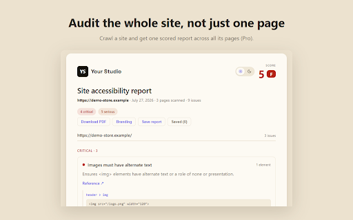 Loupe — WCAG Accessibility Checker :: Free WCAG accessibility checker. Scan any page for contrast, alt-text, ARIA & label issues in plain English, with client reports.
