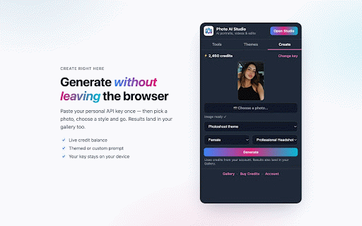 Photo AI Studio :: Turn any photo into stunning AI portraits, headshots, videos and edits — right from your browser.