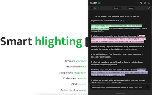 Reader Tab :: Modern RSS feed reader with a sleek slide-in panel. Stay updated with your favorite news, blogs, and websites all in one place.