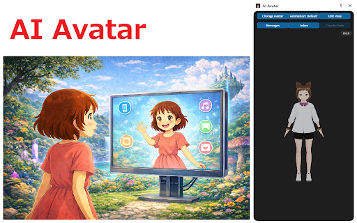 AI Avatar :: Free app where your VRoid (VRM) avatar cheers you with all its might.🤗 Animations and speech bubbles all run without AI too.