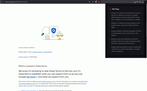TOS Scanner :: Scans Terms of Service and Privacy Policies