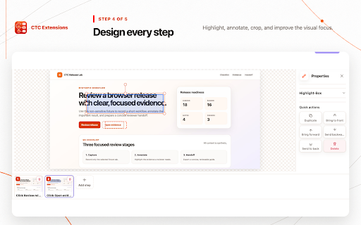 AI Workflow Recorder: SOP & Guide – CTC Steps :: Record browser workflows, edit visual SOPs and guides, and create clear results with reviewable Automate with AI plans.