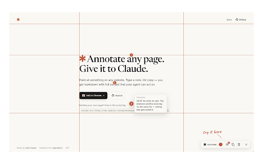Annotate HTML :: Click-to-annotate any page. Generates clean markdown feedback for AI coding agents.