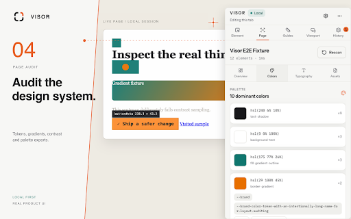 Visor — Local Visual Inspector :: Inspect CSS, measure spacing, test responsive viewports, audit page design, and export local visual changes.