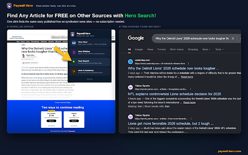 Paywall Hero :: Clear paywalls with one click. Read articles freely.