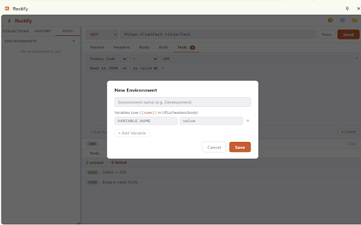 Restify – API Client :: A free, lightweight Postman-like API client built right into Chrome's side panel.