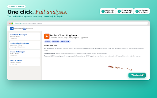SummarizeIN — AI Job Analyzer for LinkedIn :: Analyze LinkedIn jobs in seconds with AI. Get match score with your CV, optimize your resume, generate cover letters.