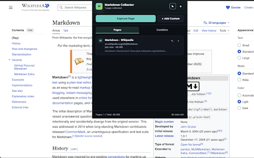 Markdown Collector :: Capture webpages as Markdown and collect them into an exportable workspace.