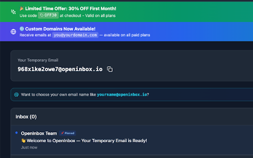 OpenInbox - Create Temporary Email Instantly :: Free temporary email generator. Create disposable inboxes instantly, auto-fill forms & receive verification emails without spam.