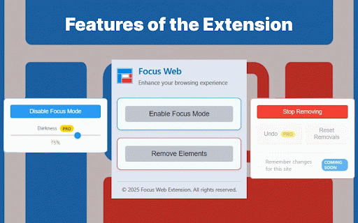 FocusWeb - Remove Webpage Distractions :: Focus on specific elements of a webpage by dimming everything else -or- Remove distracting elements