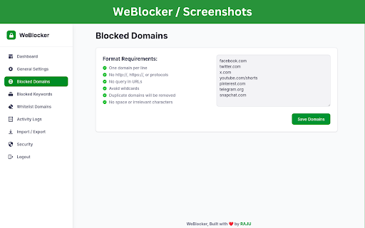 WeBlocker - Domain & Keywords Blocker :: Take Control of Your Digital Focus