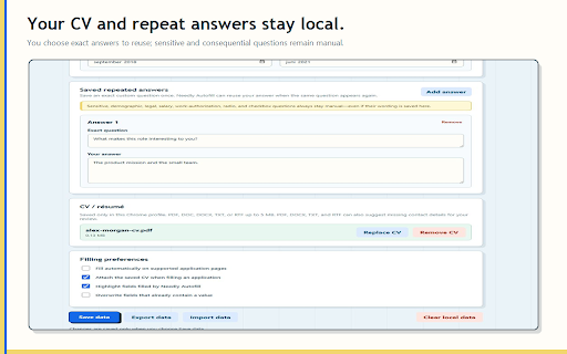 Job Application Autofill — Needly :: Autofill job applications on Workday, Greenhouse, Lever, Ashby, and other recognized forms. Your profile stays on your device.