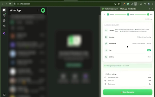 WaBulkMessenger — WhatsApp Bulk Sender :: Send personalized bulk WhatsApp messages from WhatsApp Web with Excel/CSV import, scheduling, attachments, and campaign tracking.