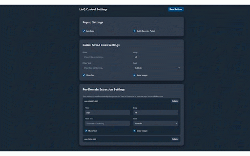 LinQ Control :: Extract all links from any page. Save, clean, filter, and open links in bulk. Your ultimate link workflow and collection tool.