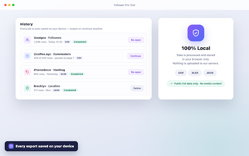 Follower Pro Tool - Export Followers & Following to CSV/Excel :: Export Instagram followers, following, comments & likers to CSV/Excel/JSON. Filter, dedupe & back up your lists.