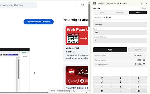 WordX — Numbers and Tools :: Basic and Scientific Calculator and few more tools. Pin it for quicker access.