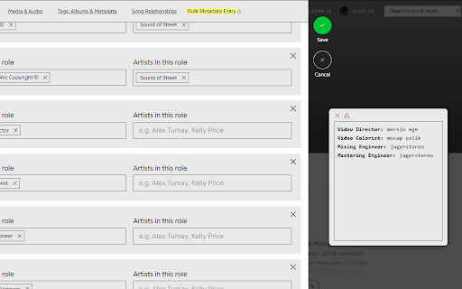 Bulk Metadata Entry for Genius :: It is for quickly entering metadata in bulk in Genius website.
