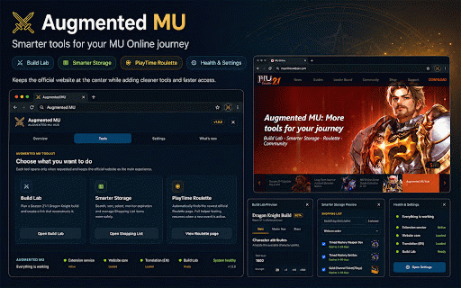 Augmented MU :: Adds planning, organization, and navigation tools to the official MU Online and Webzen Shop websites.