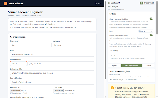 JobJeez — AI job hunter :: Fills job application forms from your JobJeez profile, shows you every answer and where it came from, and never submits for you.