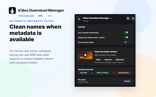 Video Download Manager :: Detects open MP4 and HLS media requests and downloads them directly from the browser.