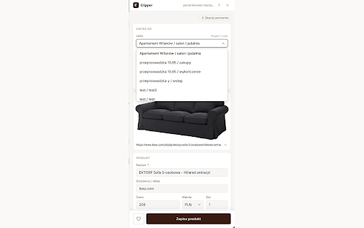 Listado Clipper :: Jednym kliknięciem zapisuj produkty z dowolnego sklepu do list w Listado.