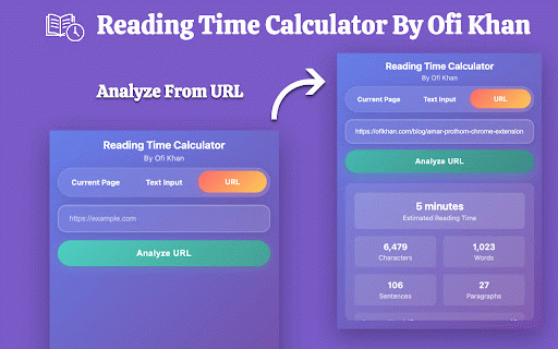Reading Time Calculator By Ofi Khan :: Calculate reading time, word count, character count, and sentences from web pages or text input