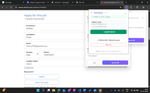 ApplyRight – Job Form Autofill :: AI That Finds Jobs Meant For You. ApplyRight fills name, contact, work history and common questions from your resume in one click.