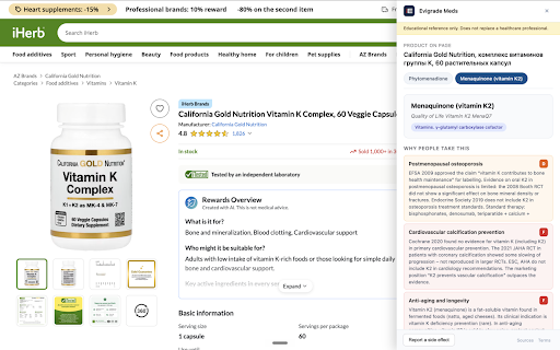 Evigrade Meds – medication and supplement reference :: Regulatory drug and supplement reference on iHerb, Amazon, VitaminShoppe, ES parafarmacias and RU pharmacies.