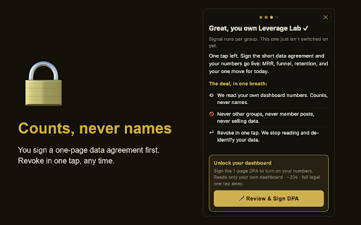 Skool Growth Score :: Skool community growth score. Your one number and one next move, from your own admin data. Aggregate only, consent-gated.