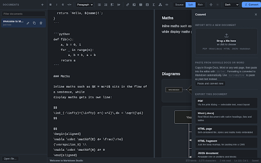 Markdown Live Preview, MD Viewer & Converter :: Live markdown preview as you type. MD file viewer, markdown to PDF and Word, plus PDF and Word to markdown. Offline.