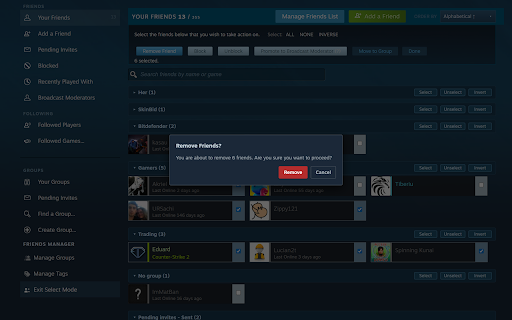Steam Friends Manager :: Bring structure to Steam friends: custom groups, personal notes, tags, drag-and-drop, and one-step bulk moves.