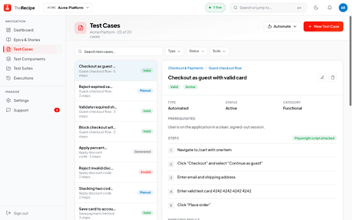 TheRecipe Recorder :: Record test steps in your real browser and send them to TheRecipe.