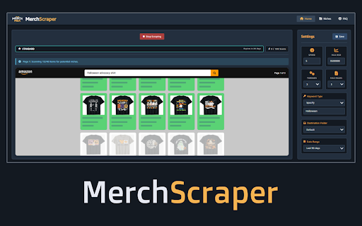 ScrapeMaster | Merch MBA :: ScrapeMaster by Merch.mba allows you to scrape and display listing information from the search page, optimizing time and effort!