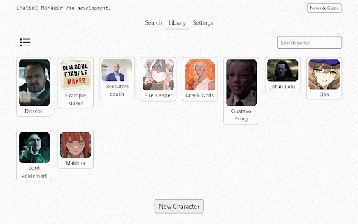 Chatbot Manager :: Chatbot toolkits, character card library, greeting generation and character search.