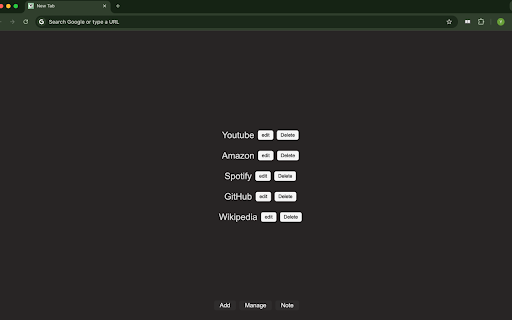 Sleek Favorites :: A minimalist homepage with customizable favorites and a memo space.