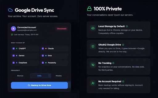 Chat Vault - AI Chat Backup & Export :: Automatically back up, search, and export your AI conversations. Never lose an important chat again.
