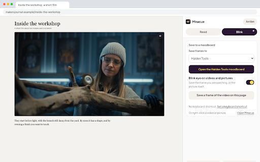Miracue - Free Teleprompter for Video Calls, plus Blink for Shoots :: A free teleprompter that follows your voice, beside your call. Blink saves frames to your moodboard, with Pro from November.