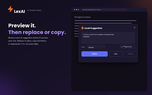 LexAI - AI Writing Assistant :: Grammar checking and writing assistance powered by your own LLM API key