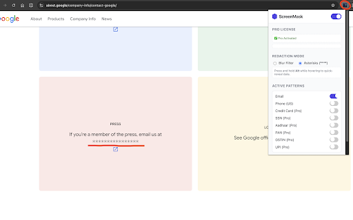ScreenMask: Auto Redact Sensitive Data(PII) :: Automatically detect and mask sensitive data (PII) on web pages to protect your privacy.