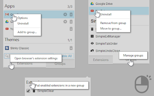 SimpleExtManager Beta :: A simple menu to enable, disable and access options of extensions.